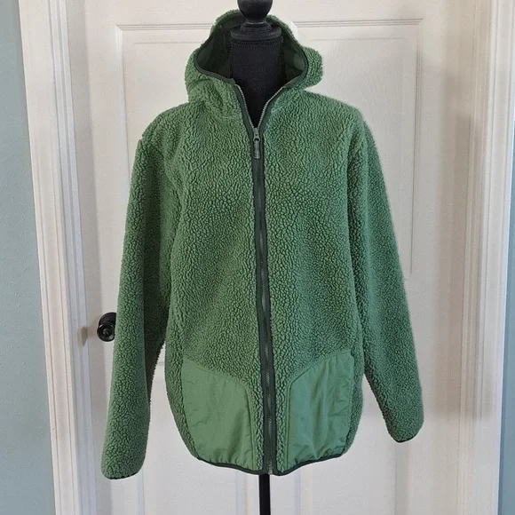 Land's End Fleece Sherpa Oversized Unisex Zipped Chunky Hooded Sweater Jacket - Picture 6 of 9